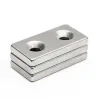 N35 - neodymium magnet - strong block - 40 * 20 * 5mm - with double 5mm hole - 2 piecesN35