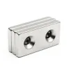 N35 - neodymium magnet - strong block - 40 * 20 * 5mm - with double 5mm hole - 2 piecesN35