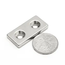 N35 - neodymium magnet - strong block - 40 * 20 * 5mm - with double 5mm hole - 2 piecesN35