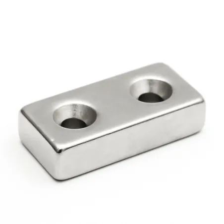 N35 - magnes neodymowy - mocny blok - 40 * 20 * 10mm - z podwójnym otworem 5mm - 1 sztukaN35