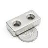N35 - neodymium magnet - strong block - 40 * 20 * 10mm - with double 5mm hole - 1 pieceN35