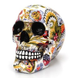 Rzeźba z żywicy - model ludzkiej czaszki - kolorowa czaszka na HalloweenPosągi & Rzeźby