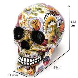 Resin sculpture - human skull model - colorful Halloween skullStatues & Sculptures