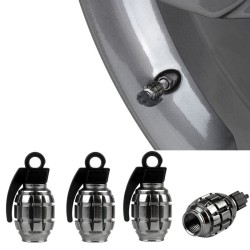 Universal tire valves caps - aluminum - hand grenade shaped - 4 piecesValve caps