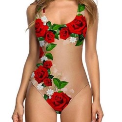 Seksowny jednoczęściowy kostium kąpielowy - monokini - kwiatowy i owocowy nadrukStroje Kąpielowe