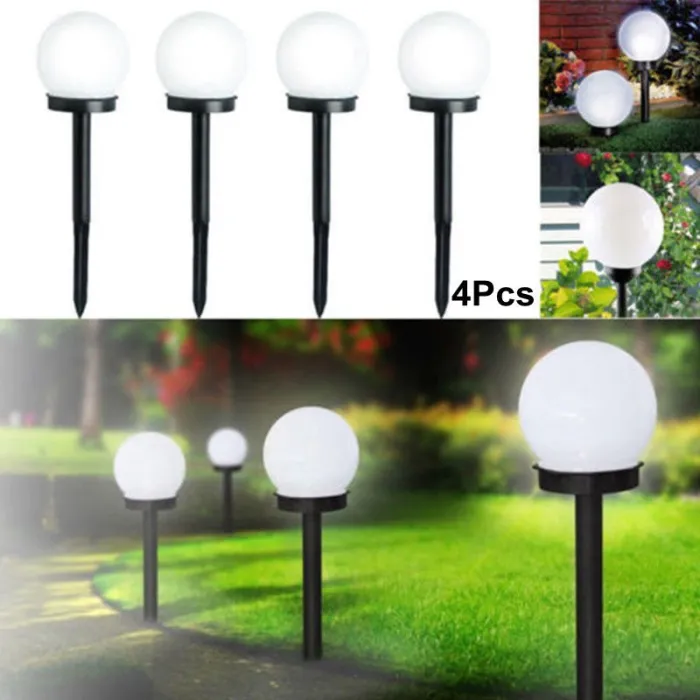 Solarna lampa ogrodowa - kij do ziemi - okrągła kula - LED - wodoodporna - 4 sztukiOświetlenia słonecznego
