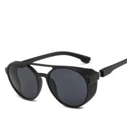 Stylowe okrągłe okulary przeciwsłoneczne - UV 400 - unisex - styl punkOkulary Przeciwsłoneczne