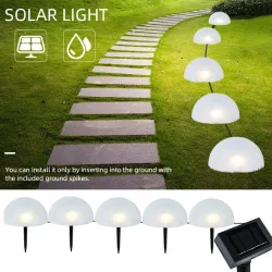 Solarna lampa ogrodowa - półkula - 5 LED - wodoodporna - montowana do podłożaOświetlenia słonecznego