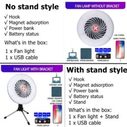 Wentylator kempingowy ze światłem - przenośna lampa - LED - USBKemping & Obozownictwo
