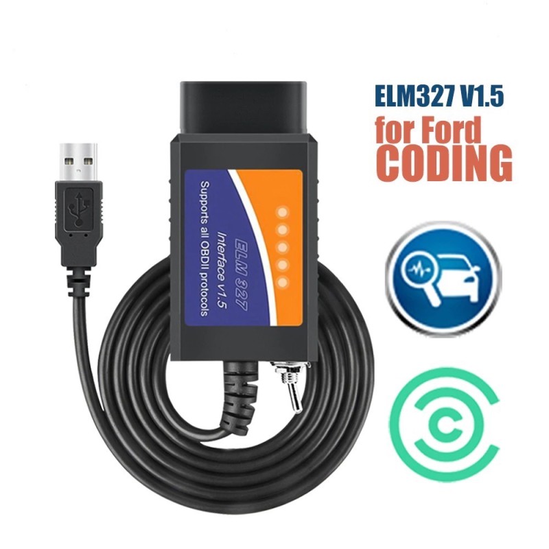 ELM327 - USB V1.5 - z przełącznikiem HS/MS CAN - skaner FORSCAN OBD2 - przejściówka USB - czytnik kodówDiagnoza