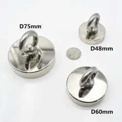 N52 - magnes neodymowy - mocny cylinder magnetyczny z hakiem - 200kg - D75mmN52
