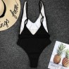Seksowny kostium jednoczęściowy w prążki - brazylijskie monokini - z paskiemStroje Kąpielowe