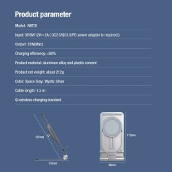 15W - bezprzewodowa szybka ładowarka - podstawka - składany uchwyt na telefon - do iPhone'a - Samsunga - Huawei - XiaomiHolders
