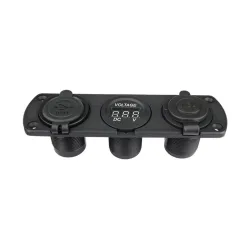 Car charger - socket with dual USB - cigarette lighter / Voltage meter - digital LED displaySwitches