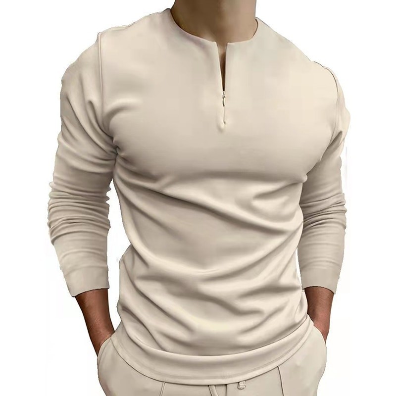 Klasyczna koszulka polo - koszulka z długim rękawem - z zamkiemT-shirt
