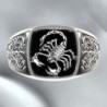 Vintage tłoczony pierścionek - sygnet - wzór skorpiona - srebro próby 925Pierścionki