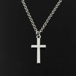 Classic silver necklace with cross - unisexNecklaces
