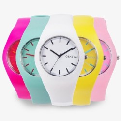 GENEVA - kolorowy silikonowy zegarek - kwarcowy - ultracienki - unisexZegarki