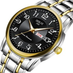 Luksusowy zegarek mechaniczny - kwarc - świecące wskazówki - wodoodporny - stal nierdzewnaZegarki