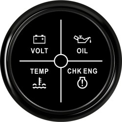 Uniwersalny wskaźnik alarmowy - Volt - ciśnienie oleju - temperatura wody - CHK ENG - 4 LED - 52mm 9~32 VNarzędzia