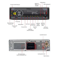 Cyfrowe radio samochodowe - 1 DIN - asystent głosowy - Bluetooth - AUX - FMDin 1