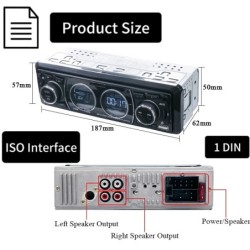 Radio samochodowe Bluetooth - 1 DIN - USB - TF - FM - 60Wx4 - 12VDin 1