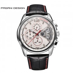 PAGANI DESIGN - luksusowy zegarek kwarcowy ze skórzanym paskiemZegarki