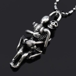 Stainless steel necklace - double skeleton pendant - unisexNecklaces