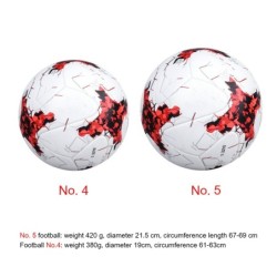 Professional soccer ball - leather - waterproof - white-red - size 4 - 5