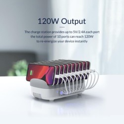 ORICO - 10 portowa ładowarka USB - stacja dokująca - z uchwytem - 120W 5V2,4A*10Holders
