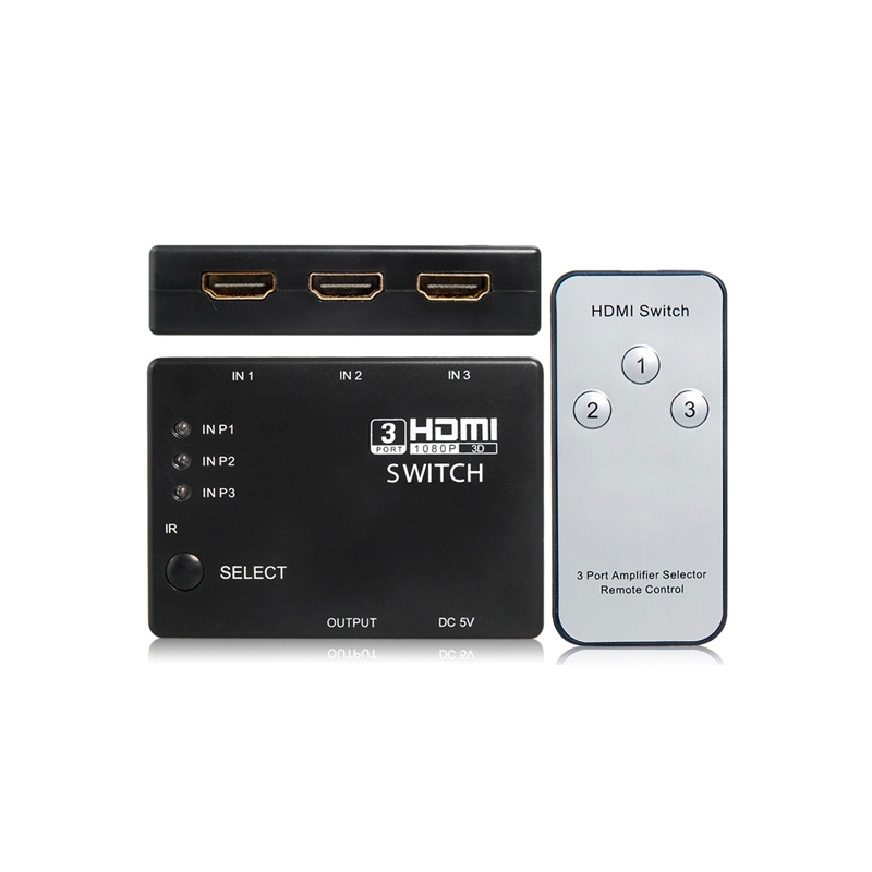 3 do 1 - Przełącznik HDMI z pilotem - Rozdzielacz HDMIPrzełącznik HDMI