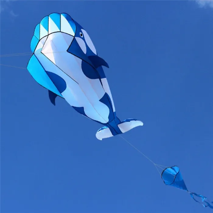 Giant wale - dolphin - frameless - beach kite with line - 2 meterKites