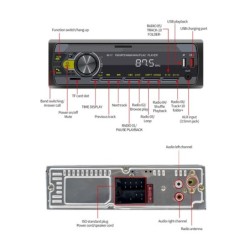 Radio samochodowe - 1 Din - Bluetooth - AUX - USB - pilot zdalnego sterowaniaDin 1