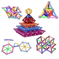 Magnetyczne klocki - patyczki magnetyczne - metalowe kulki - zabawka zrób to samMetalowe