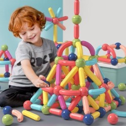 Klocki magnetyczne - patyczki - piłki - duży rozmiar - zabawka edukacyjnaKonstrukcja
