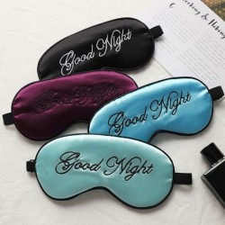 Maska do spania na oczy - opaska na oczy - nadruk "Dobranoc" - jedwabMaski do spania