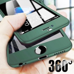 Luxury 360 full cover - with tempered glass screen protector - for iPhone - blackProtection