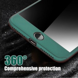 Luxury 360 full cover - with tempered glass screen protector - for iPhone - blackProtection