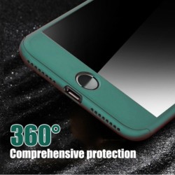 Luksusowa pełna obudowa 360 - z zabezpieczeniem ekranu ze szkła hartowanego - do iPhone'a - niebieskaOchrona