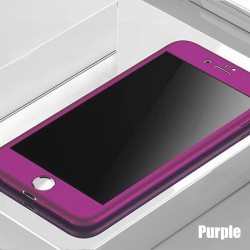 Luksusowa pełna obudowa 360 - z zabezpieczeniem ekranu ze szkła hartowanego - do iPhone'a - fioletowaOchrona