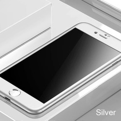 Luksusowa pełna obudowa 360 - z zabezpieczeniem ekranu ze szkła hartowanego - do iPhone'a - srebrnaOchrona