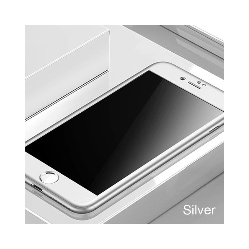 Luxury 360 full cover - with tempered glass screen protector - for iPhone - silverProtection