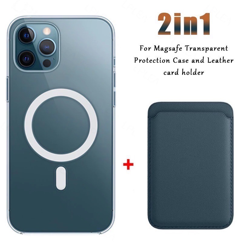 Bezprzewodowe ładowanie Magsafe - przezroczyste etui magnetyczne - magnetyczne skórzane etui na karty - do iPhone'a - niebies... Bezprzewodowe ładowanie Magsafe - przezroczyste etui magnetyczne - magnetyczne skórzane etui na karty - do iPhone'a - niebies...