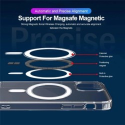 Magsafe wireless charging - transparent magnetic case - magnetic leather card holder - for iPhone - purpleProtection