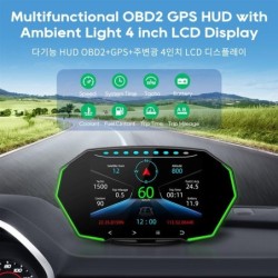 Wielofunkcyjny OBD2 GPS HUD - Head-Up - 4-calowy wyświetlacz LCD - prędkościomierz - temperatura wody / olejuDiagnoza