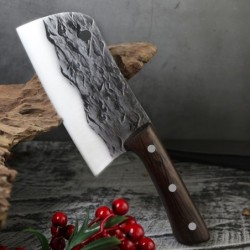 Nóż kuchenny ze stali węglowej - nóż rzeźnika / szefa kuchni - stopiony wzórStal