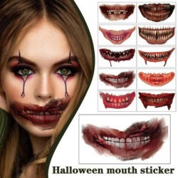 Tymczasowy tatuaż na Halloween - wodoodporna naklejka - usta/zębyHalloween & Impreza
