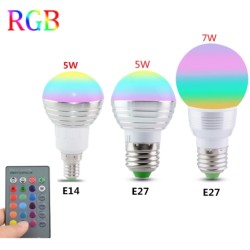 Magiczna żarówka LED RGB - 16 zmieniających się kolorów - z pilotem IR - E27 - 5W - 7WE27