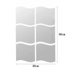 Waves shape mirror - wall sticker - self adhesive tiles - 6 piecesWall stickers
