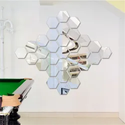 Hexagon shaped mirror - wall sticker - 12 piecesWall stickers